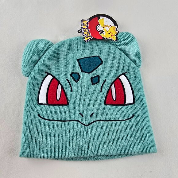 Pokemon Bulbasaur Beanie Hat Green Knit Cap OSFA Bioworld 2017 New With Tags Bra - Picture 1 of 6